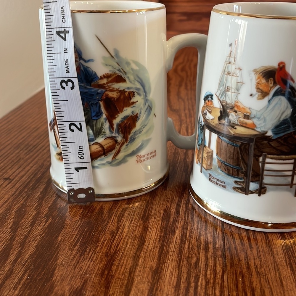 NORMAN ROCKWELL 2 (pair) Mugs. Braving the storm / For a good boy collectibles - Picture 8 of 11
